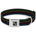 Dog Bone Seatbelt Buckle Collar - Pinstripes Black/Multi Color