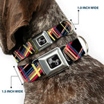 Dog Bone Seatbelt Buckle Collar - Plaid Black/Yellow/Red/Blue/Orange