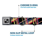 Dog Bone Seatbelt Buckle Collar - Plaid Black/Yellow/Red/Blue/Orange