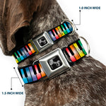 Dog Bone Seatbelt Buckle Collar - Piano Keys Rainbow