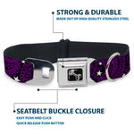 Dog Bone Seatbelt Buckle Collar - Paisley Stars Black/Purple/White