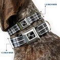 Load image into Gallery viewer, Dog Bone Seatbelt Buckle Collar - Plaid Black/White