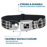 Dog Bone Seatbelt Buckle Collar - Plaid Black/White