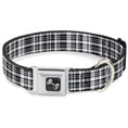 Load image into Gallery viewer, Dog Bone Seatbelt Buckle Collar - Plaid Black/White