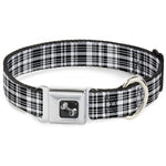 Dog Bone Seatbelt Buckle Collar - Plaid Black/White