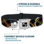 Dog Bone Seatbelt Buckle Collar - Plaid X Rasta