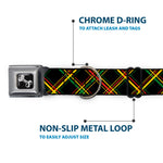 Dog Bone Seatbelt Buckle Collar - Plaid X Rasta
