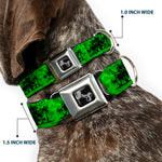 Dog Bone Seatbelt Buckle Collar - Palm Trees/Rings Greens/Blacks