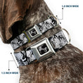 Load image into Gallery viewer, Dog Bone Seatbelt Buckle Collar - Peace w/Wings Gray