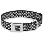 Dog Bone Seatbelt Buckle Collar - Paw Print Black/White