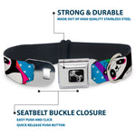 Dog Bone Seatbelt Buckle Collar - Pandas & Rainbows w/Stars