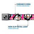 Load image into Gallery viewer, Dog Bone Black/Silver Seatbelt Buckle Collar - Penguins w/Cupcakes Fuchsia/Purple/White
