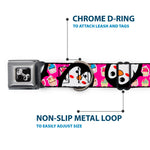 Dog Bone Black/Silver Seatbelt Buckle Collar - Penguins w/Cupcakes Fuchsia/Purple/White