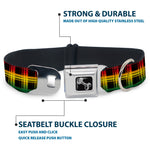 Dog Bone Seatbelt Buckle Collar - Plaid Black/Rasta