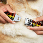 Dog Bone Seatbelt Buckle Collar - Plaid Black/Rasta