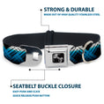 Load image into Gallery viewer, Dog Bone Seatbelt Buckle Collar - Plaid X Gradient Black/White/Blue