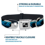 Dog Bone Seatbelt Buckle Collar - Plaid X Gradient Black/White/Blue