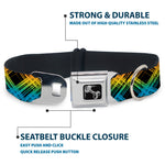 Dog Bone Seatbelt Buckle Collar - Plaid X Gradient Black/Orange/Green/Blue