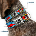 Load image into Gallery viewer, Dog Bone Seatbelt Buckle Collar - Penguin Superhero Blue Bubbles