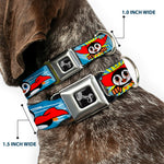 Dog Bone Seatbelt Buckle Collar - Penguin Superhero Blue Bubbles