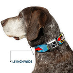 Dog Bone Seatbelt Buckle Collar - Penguin Superhero Blue Bubbles