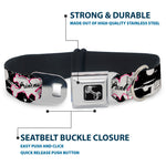 Dog Bone Seatbelt Buckle Collar - Punk Princess Heart & Cross Bones w/Splatter Black/White