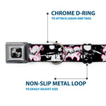 Dog Bone Seatbelt Buckle Collar - Punk Princess Heart & Cross Bones w/Splatter Black/White