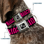 Dog Bone Seatbelt Buckle Collar - Punk Princess Black/Fuchsia