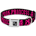Dog Bone Seatbelt Buckle Collar - Punk Princess Black/Fuchsia