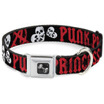 Dog Bone Seatbelt Buckle Collar - Punk Princess Black/Red/White