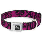 Dog Bone Seatbelt Buckle Collar - Punk Princess Fuchsia/Black