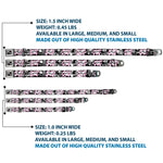 Dog Bone Seatbelt Buckle Collar - Punk Princess Heart & Cross Bones w/Skulls & Splatter Black/White