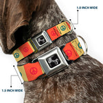 Dog Bone Seatbelt Buckle Collar - Peace Blocks Red/Yellow/Blue