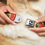 Dog Bone Seatbelt Buckle Collar - Peace Blocks Red/Yellow/Blue