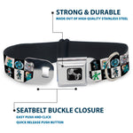 Dog Bone Seatbelt Buckle Collar - Robot Checkers Black/White
