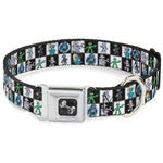 Dog Bone Seatbelt Buckle Collar - Robot Checkers Black/White