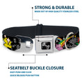 Load image into Gallery viewer, Dog Bone Seatbelt Buckle Collar - Rainbow Cloud Stars Black