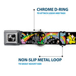 Dog Bone Seatbelt Buckle Collar - Rainbow Cloud Stars Black