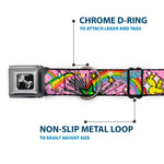 Dog Bone Seatbelt Buckle Collar - Rainbow Cloud Stars Pink