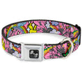 Load image into Gallery viewer, Dog Bone Seatbelt Buckle Collar - Rainbow Cloud Stars Pink