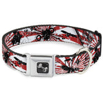 Dog Bone Seatbelt Buckle Collar - Rising Sun White/Red