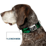Dog Bone Seatbelt Buckle Collar - Retro Monster Aqua/Black