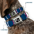 Load image into Gallery viewer, Dog Bone Seatbelt Buckle Collar - Rings Turquoise/White/Fuchsia