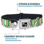 Dog Bone Seatbelt Buckle Collar - Rings White/Green/Red