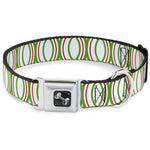 Dog Bone Seatbelt Buckle Collar - Rings White/Green/Red