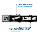 Dog Bone Seatbelt Buckle Collar - RIDE ME Skateboard Black/White