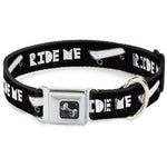 Dog Bone Seatbelt Buckle Collar - RIDE ME Skateboard Black/White