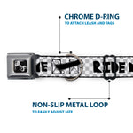 Dog Bone Seatbelt Buckle Collar - RIDE ME Skateboard w/Mini Checker White/Gray/Black