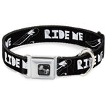 Dog Bone Seatbelt Buckle Collar - RIDE ME Surfboard Black/White