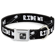 Dog Bone Seatbelt Buckle Collar - RIDE ME Surfboard Black/White